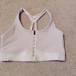 GUC medium ZYIA white polka dot zipper front adjustable all star bra